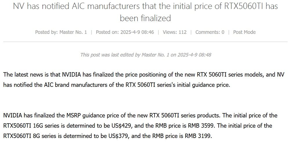 Novo rumor diz que as RTX 5060 Ti vão custar menos que as RTX 4060 Ti